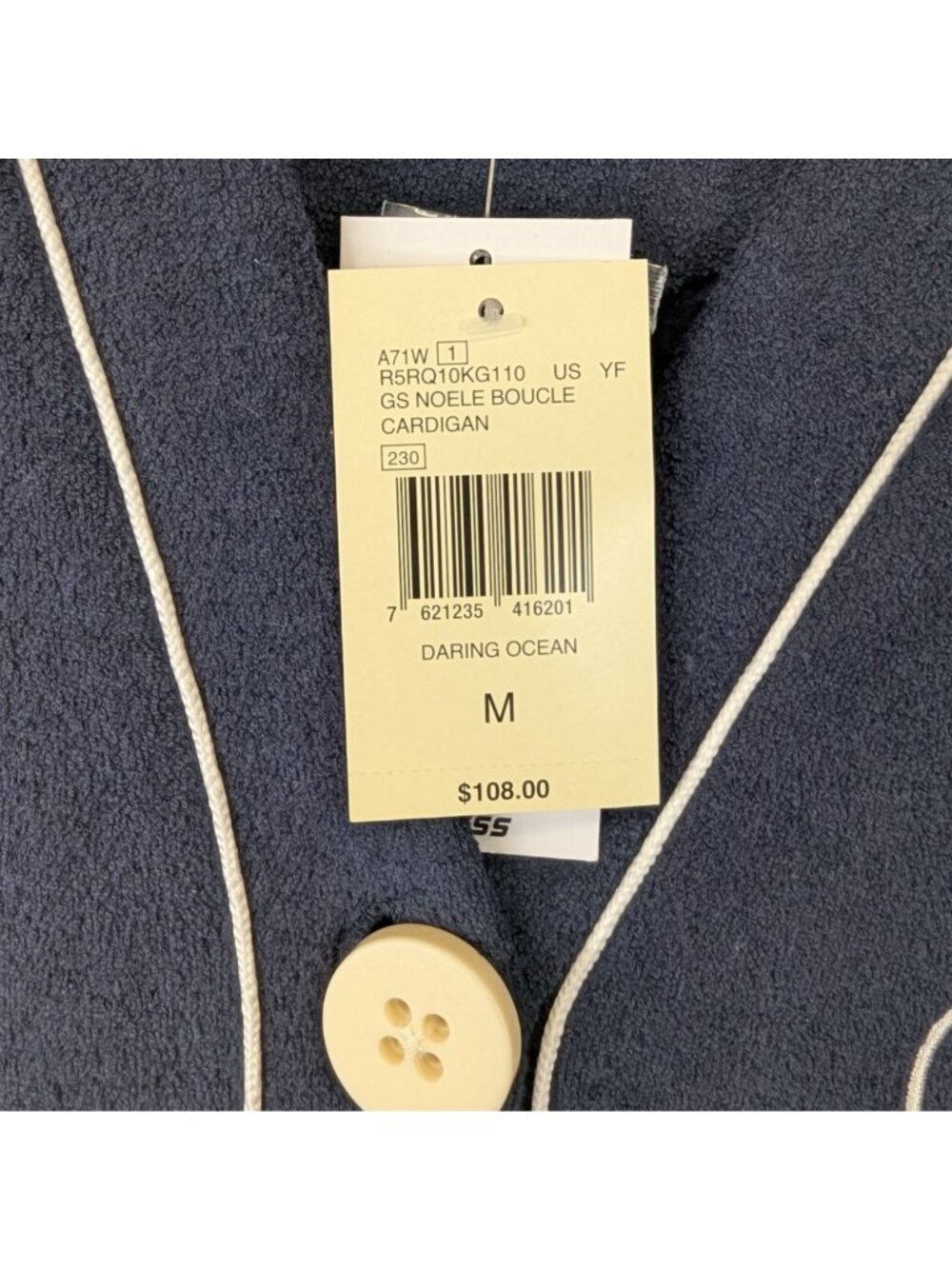 GUESS Womens Medium Navy Blue Fleece Varsity Cardigan Raquelle Button NWT - Picture 3 of 8